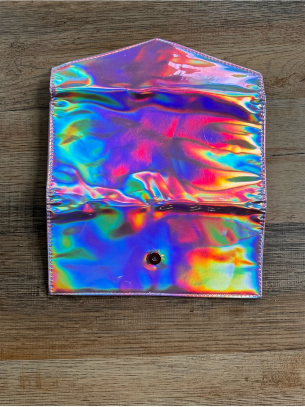 Source Unknown Iridescent Holographic Envelope Clutch - Pink & Rainbow Sheen